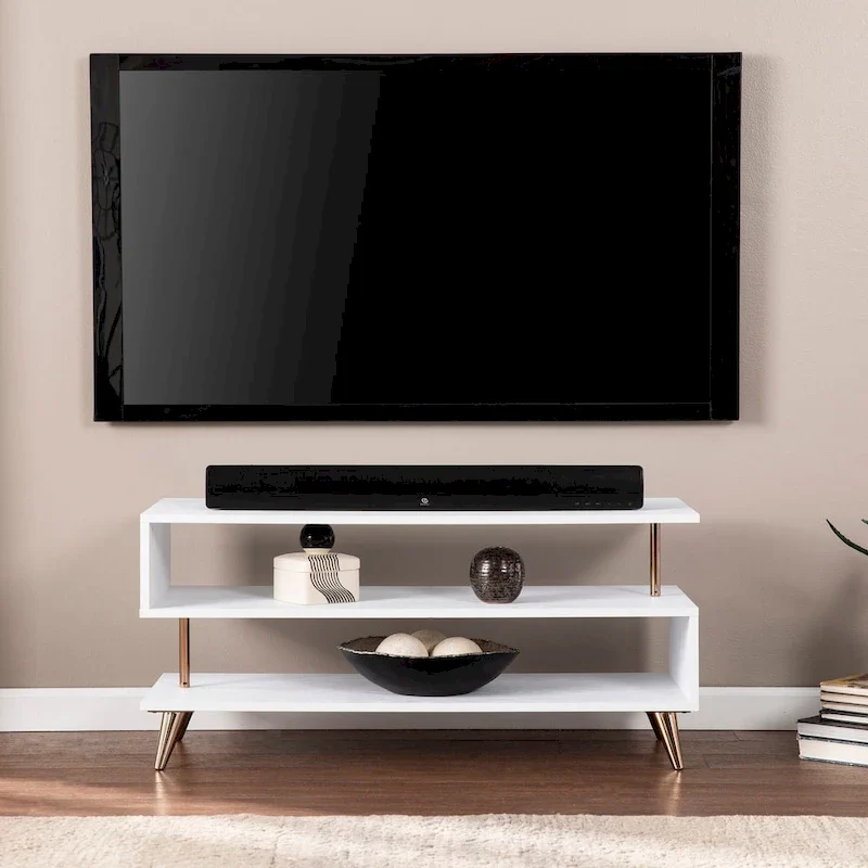 White Low Profile Media TV Stand for TV's up to 41
