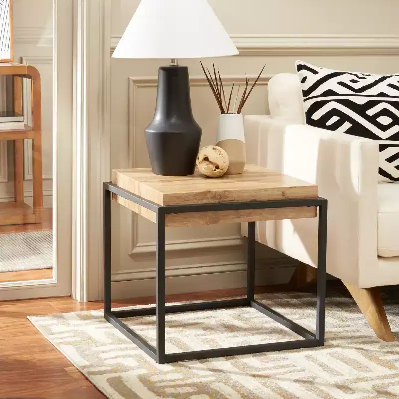 Edgefield End Table - ACC7004A - Natural/Black - Safavieh