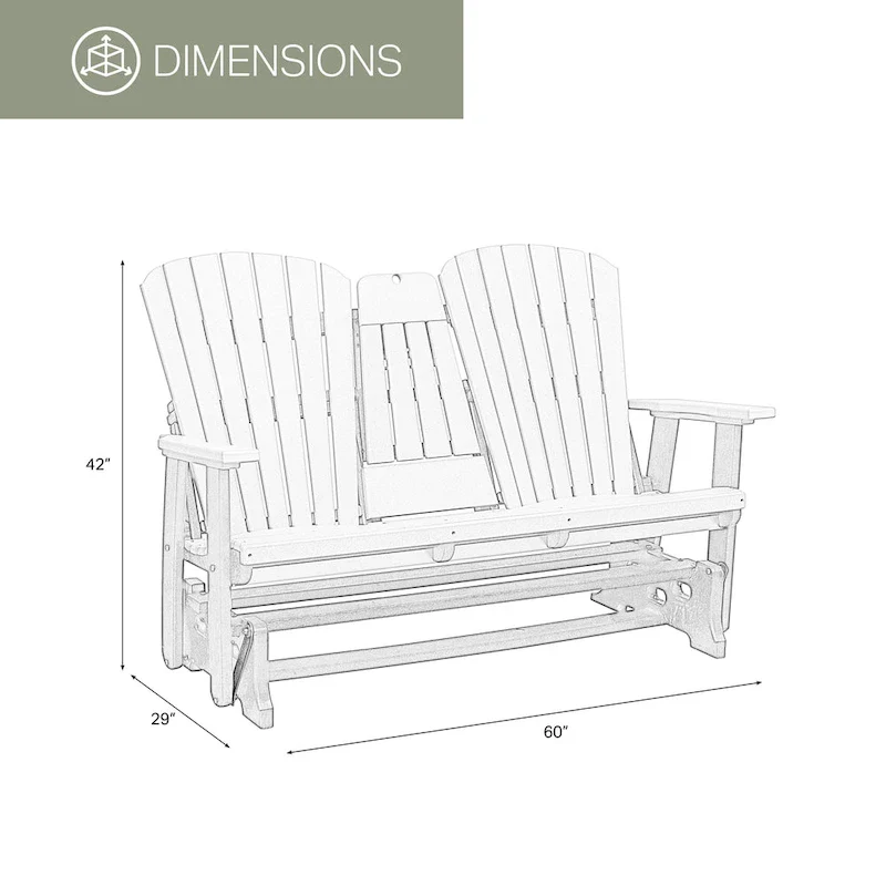 American Furniture Classics Two Seat Fan Back Glider with Drop Down Table/Cup Holder - N/A