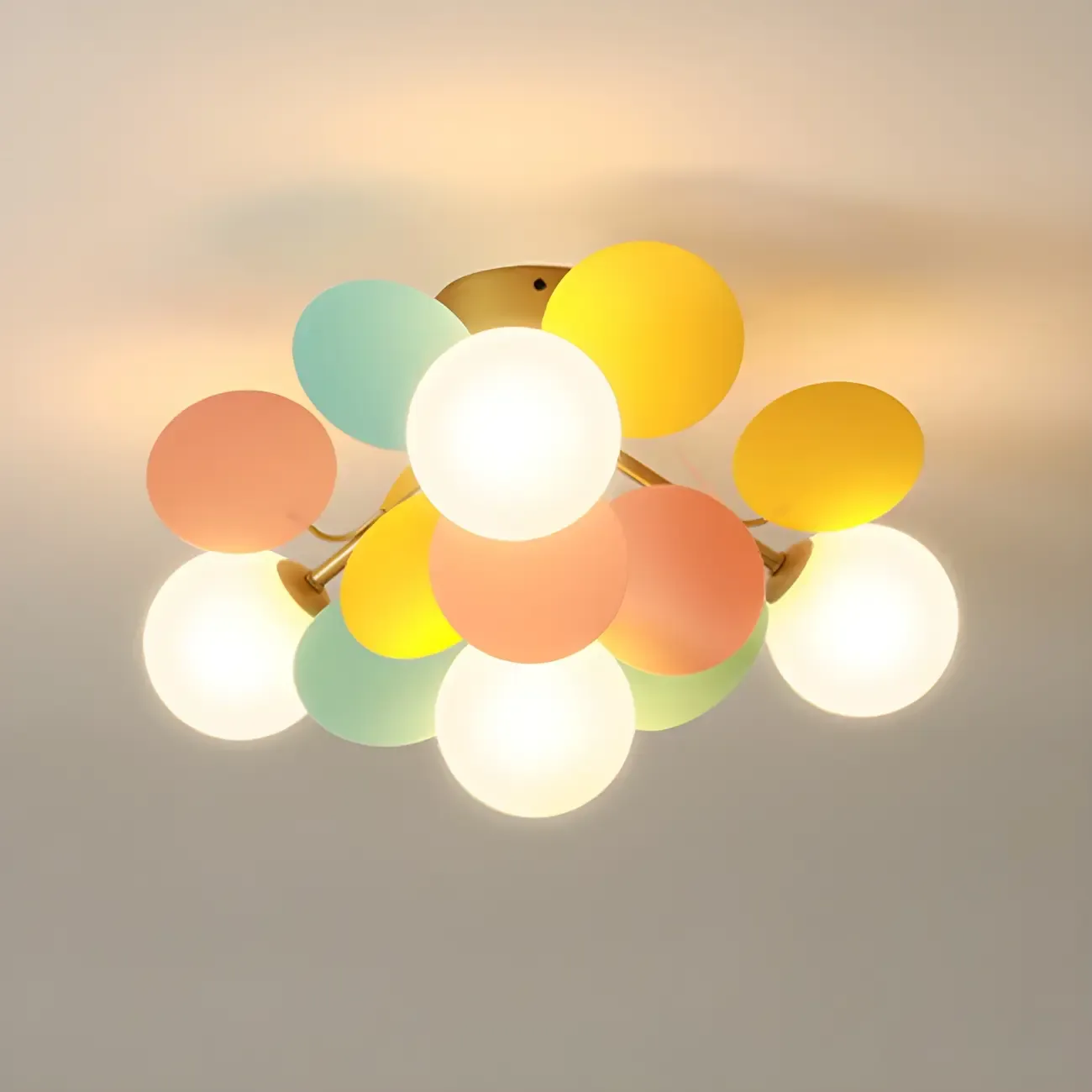 Modern Bedroom Glass Ball Semi Flush Mount Ceiling Light