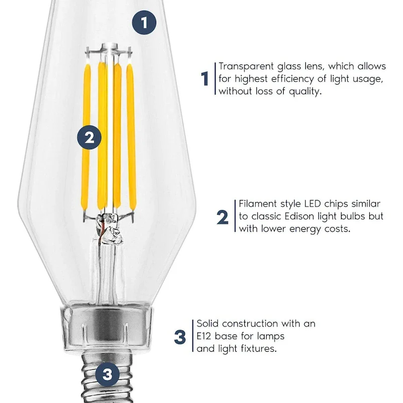 Luxrite E12 Candelabra LED Light Bulbs 60 Watt Equivalent, 2700K Warm White, Enclosed Fixture Rated, Dimmable...