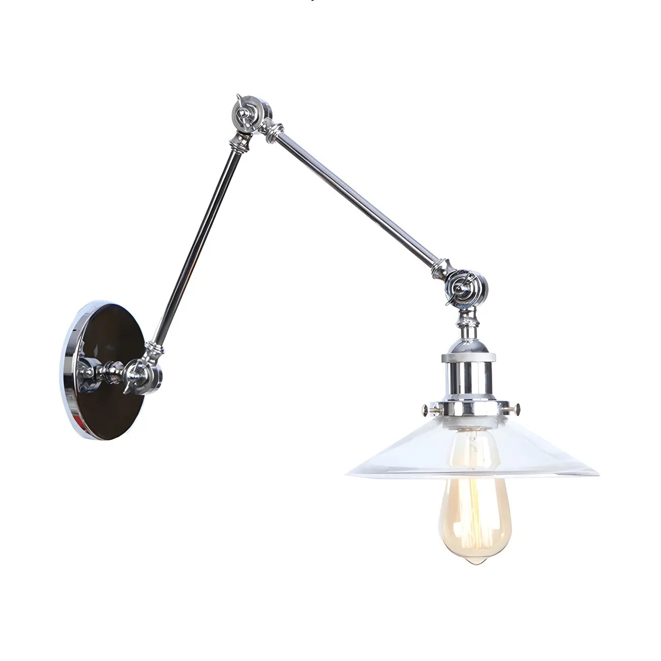 Industrial Clear Shade Sliver Swing Arm Wall Light