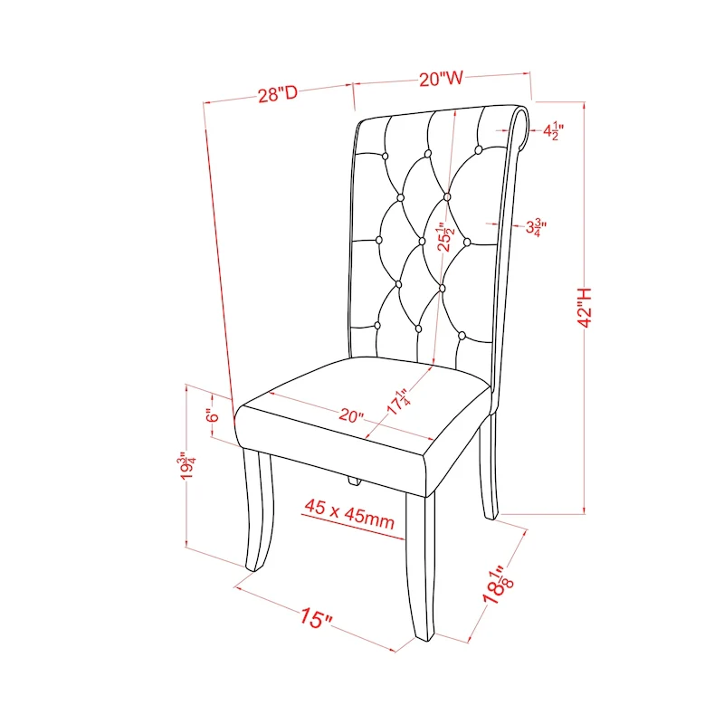 Sheila Rustic Farmhouse Tufted Fabric Dining Chairs (Set of 2) by Furniture of America