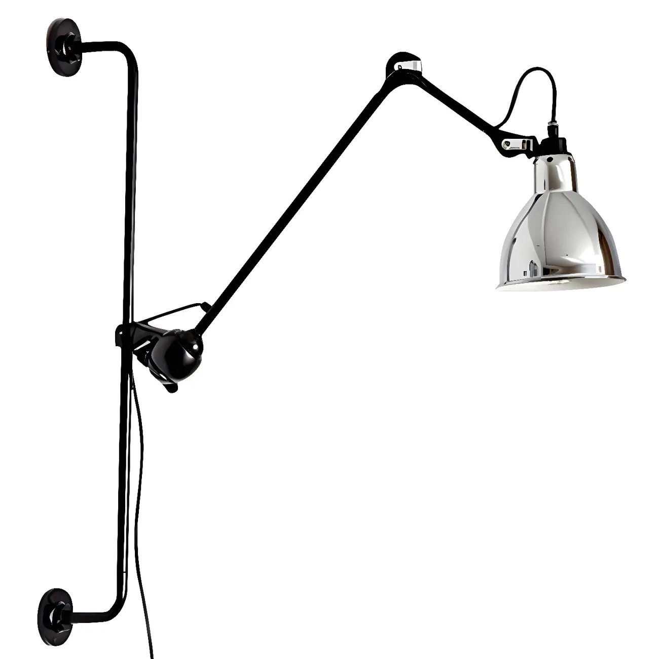 Trestle Base Metal Black Swing Arm Wall Light