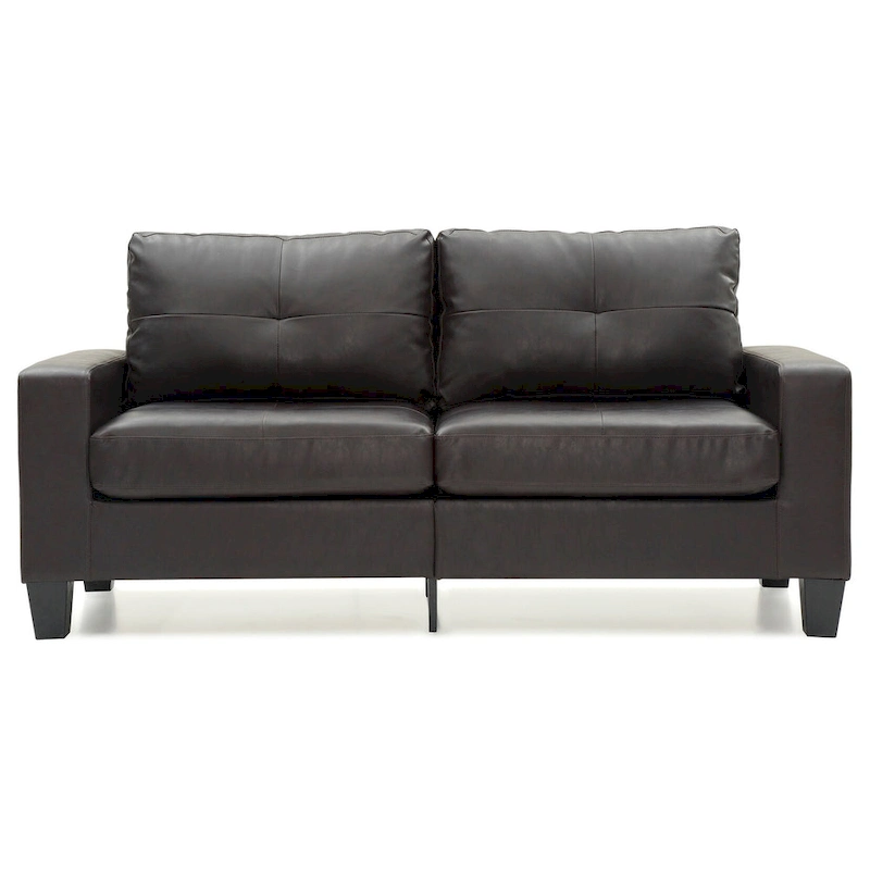 Newbury 71 in. W Flared Arm Faux Leather Straight Sofa - 32L x 71W x 36H