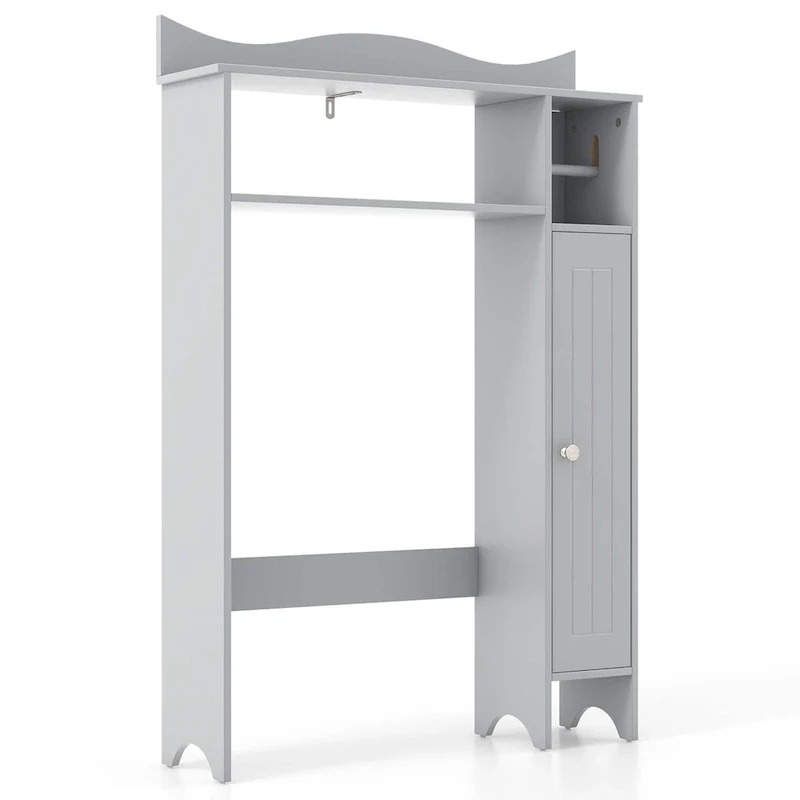 Grey Over-the-Toilet Storage Cabinet with Toilet Paper Holder, for 1 Bathroom