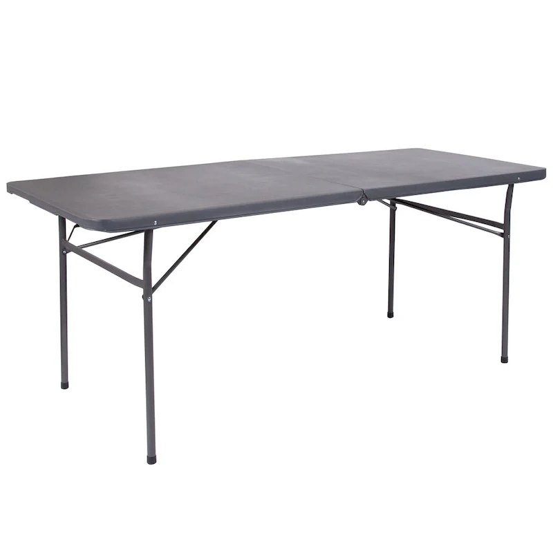 30W x 72L Bi-Fold Plastic Banquet and Event Folding Table with Carrying Handle - 72D x 30W x 29H