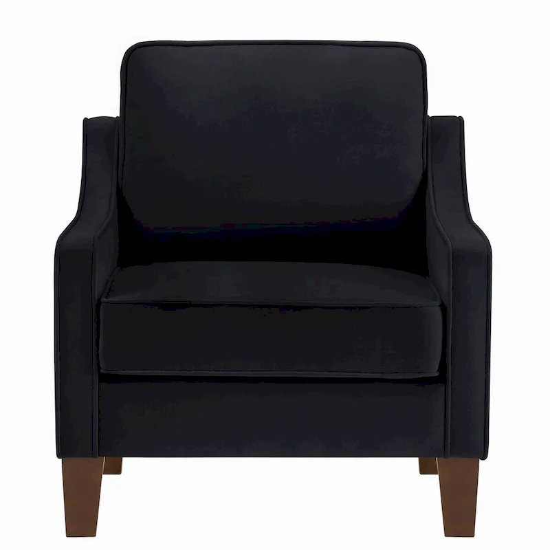 Single Seat Velvet Accent Chair with Wooden Legs - Black / Navy Blue / Taupe