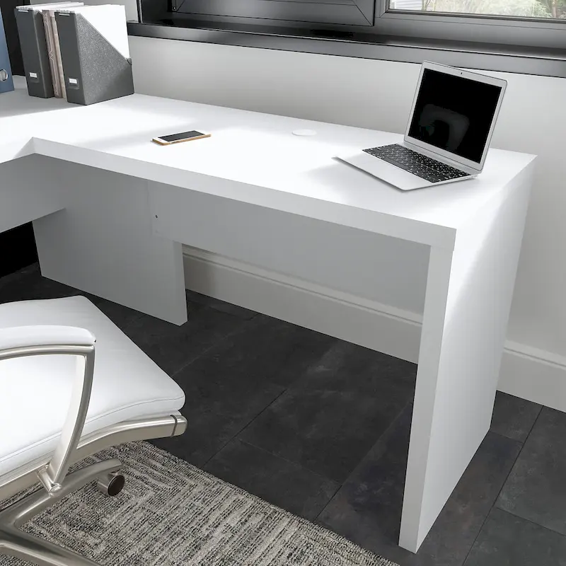 42W Desk Return Bridge | Pure White / Modern Gray / Charcoal Maple | L/U-Shape | 1-Person