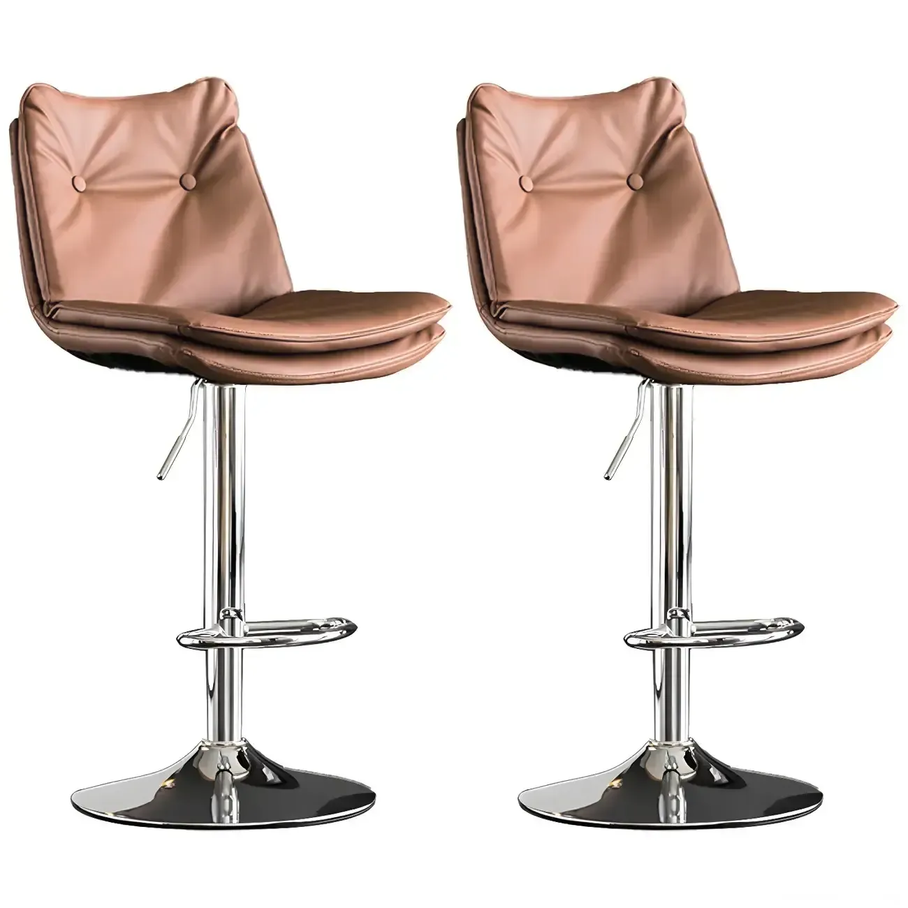 Modern Adjustable Leather Swivel Bar Stools