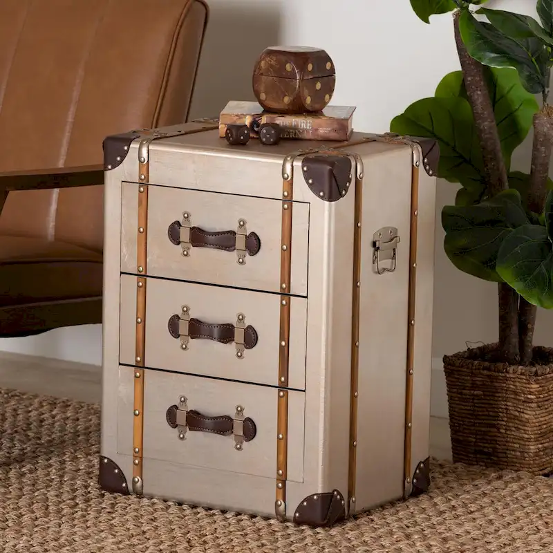 Vintage Matte Bronze 3-Drawer Cabinet