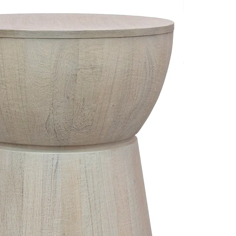 Sculpted Wood Drum Accent Table by East at Main