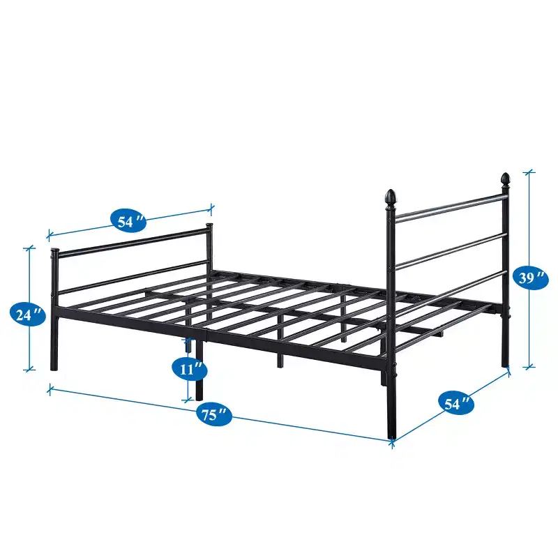 VECELO Twin Metal Platform Bed, Bed Frame with Headboard & Footboard, No Spring Box Needed, Black