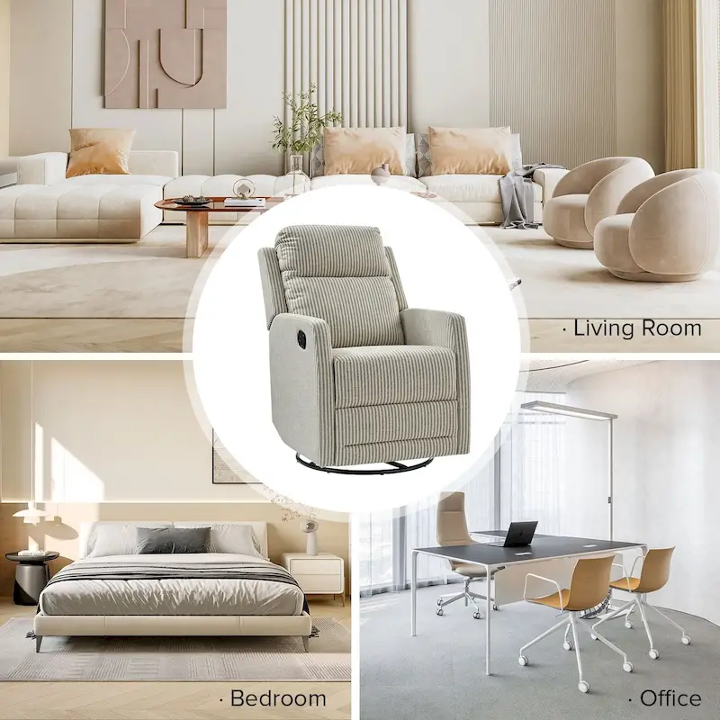 Diana Modern Polyester 360-degree Swivel Rocker Recliner by HULALA HOME