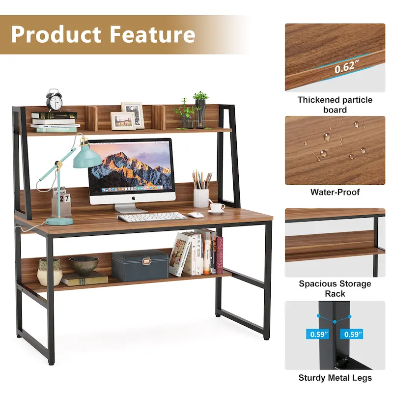 Computer Desk with Hutch and Bookshelf,Home Office Desk,Study Writing Table