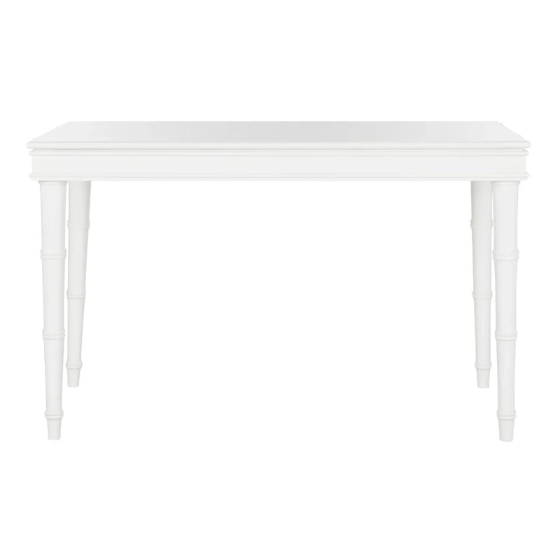 Modern Coastal Writing Desk with 1 Drawer - Bamboo-Inspired Wood Frame Office Furniture