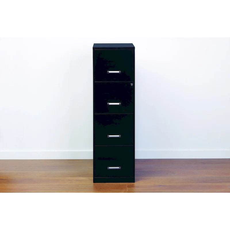 Space Solutions 18-inch Deep 4-drawer Black Metal File Cabinet