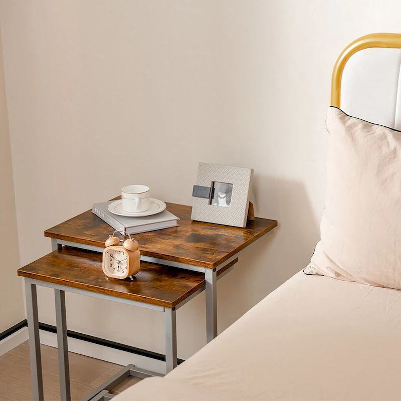 Gymax 3 Pcs Nesting Coffee End Table Set Stacking Side Nightstand