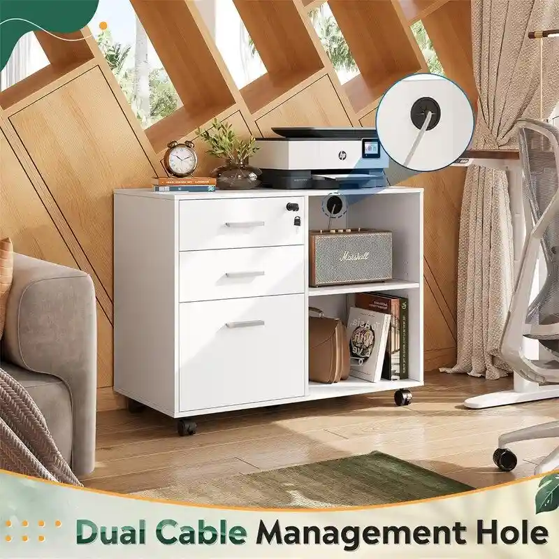 3-Drawer Wood File Cabinet - 15.7 D x 31.3 W x 24.7 H