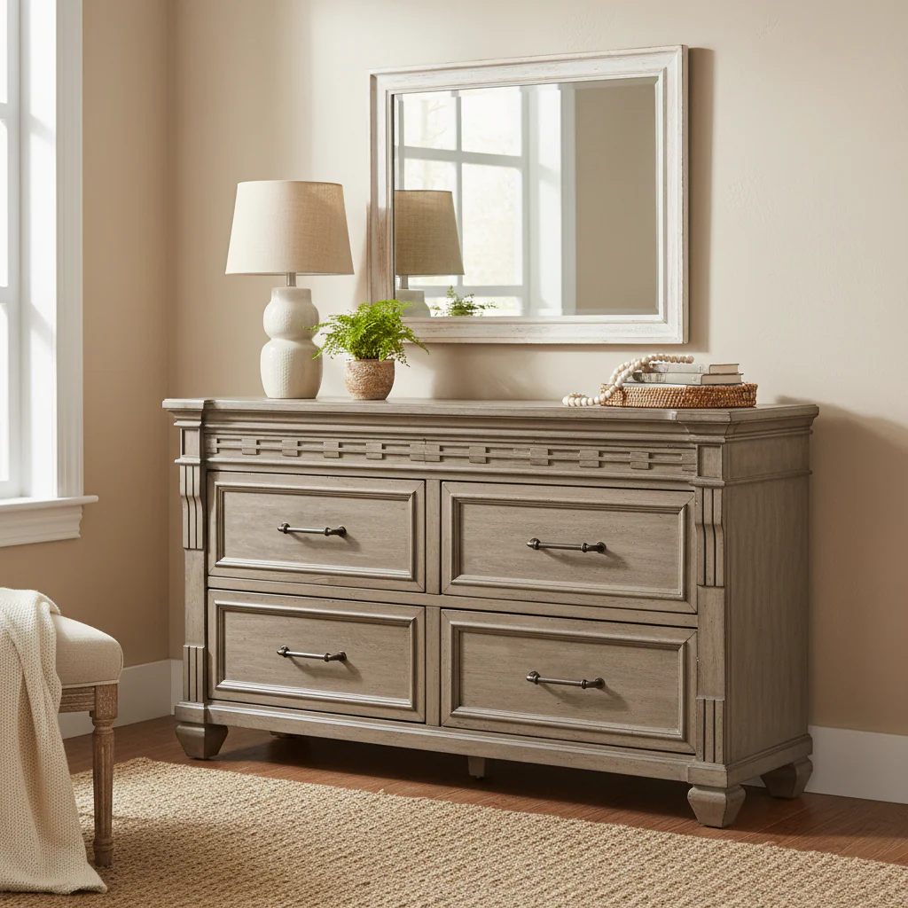 Dusty Taupe 3-Drawer Bedside Chest with Charging Station