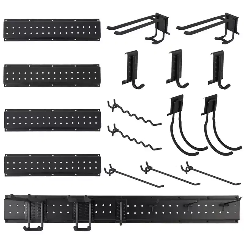 Heavy Duty 66 Garage Tool Organizer Wall Mount - Adjustable Storage Rack with 12 Metal Hooks - Ideal for Garage, Basement, Yard, Storage unit