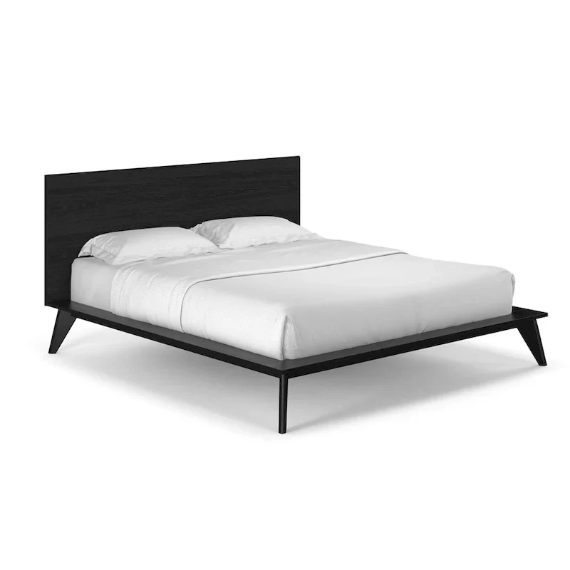 King Size Platform Bed with Wood Headboard