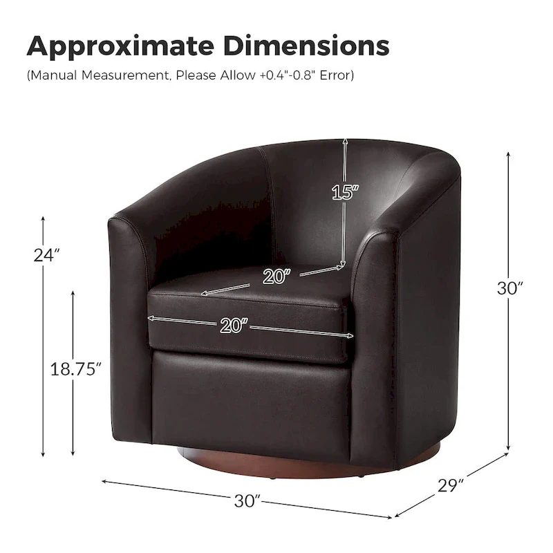 Haley Modern Swivel Barrel Faux Leather Chair with Solid Wood Base Set of 2 by HULALA HOME