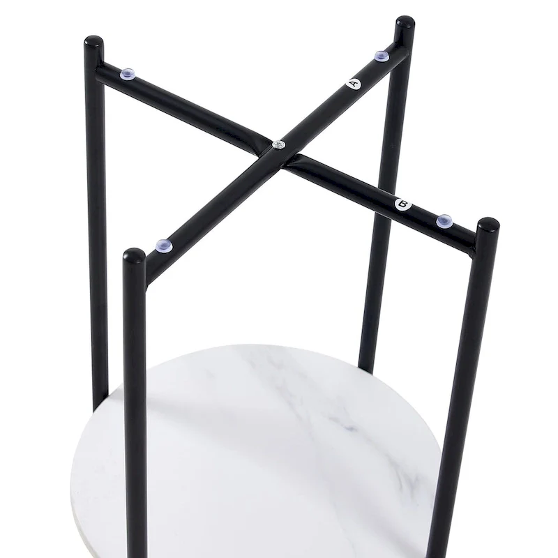 2-layer Round End Table/Coffee Table with Marble Tabletop