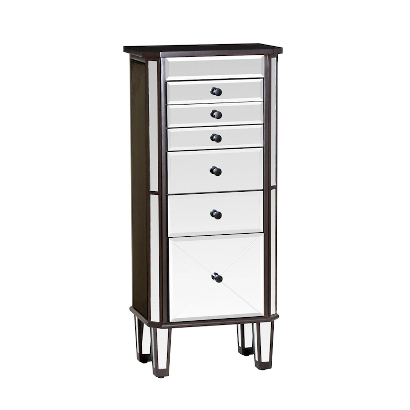 Mirrored Jewelry Armoire with Tapered Legs - 41  - Silver