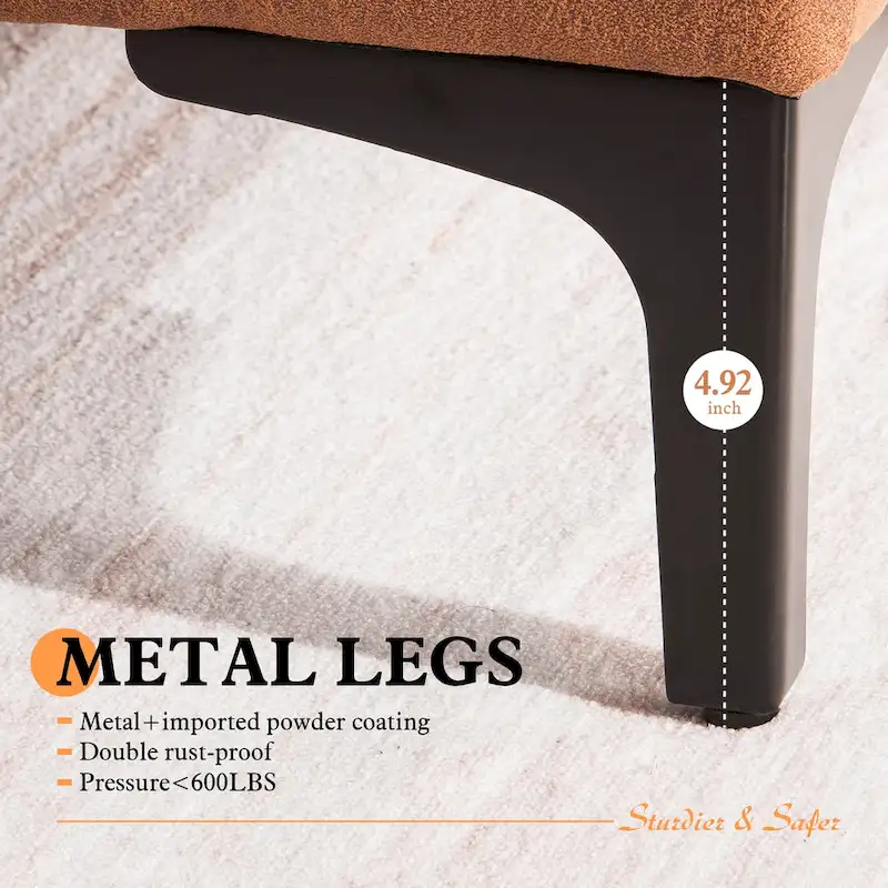 OVIOS Mid-Century Suede Reversible Chaise Sofa With Metal Legs