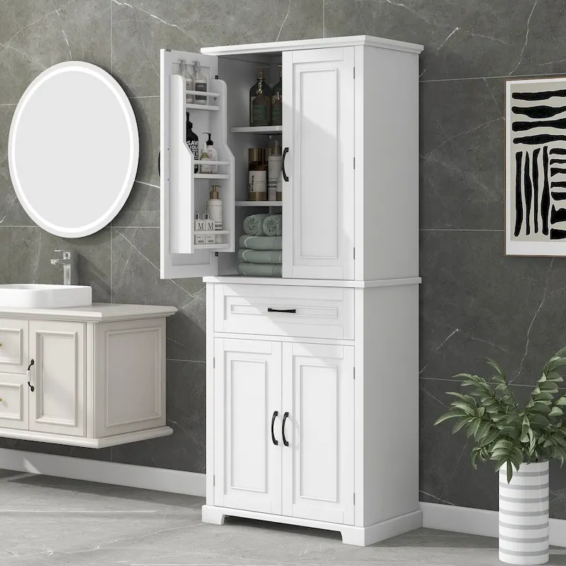 Bathroom Storage Cabinet with Doors and Drawer,Multiple Storage Space,Adjustable Shelf