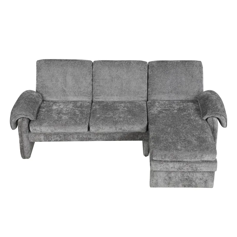 94.1 Chenille L-Shaped Futon Sofa with Adjustable Backrest & Reversible Chaise