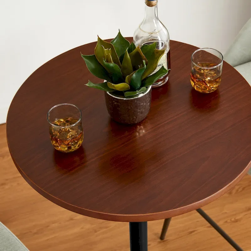 Glitzhome 39.5 H Modern Bistro Walnut Top Round Pub Bar Table