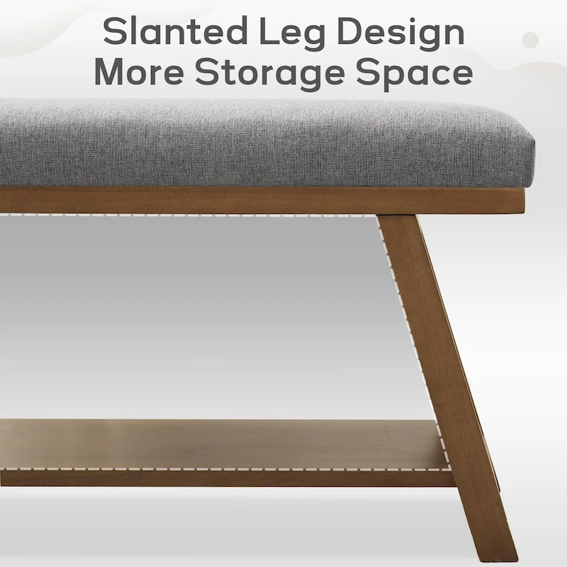 Solid Wood Shoe Bench with Cushion Entryway Shoe Bench