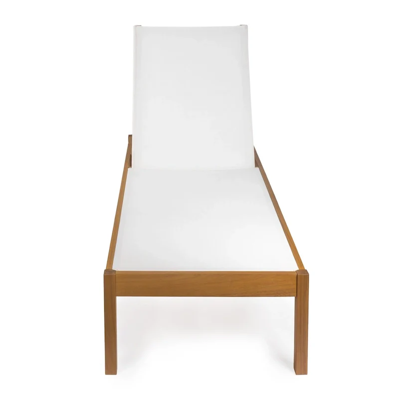 Leo 77.56x26.38 Modern Minimalist Adjustable Acacia Wood Chaise Outdoor Lounge Chair, Natural by JONATHAN Y