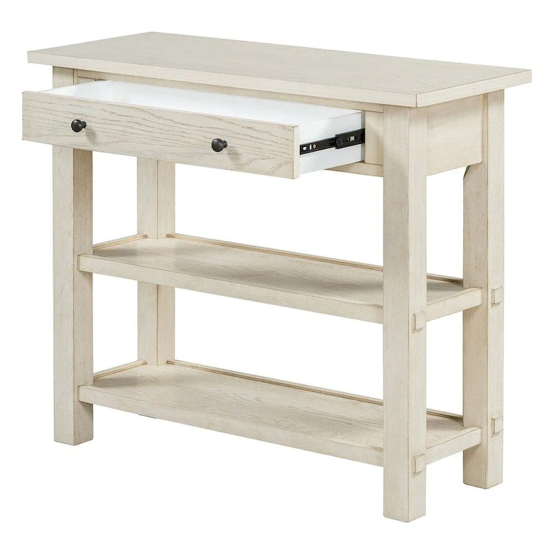 36 Farmhouse Solid Wood Console Table with Drawers and 2 Shelves
