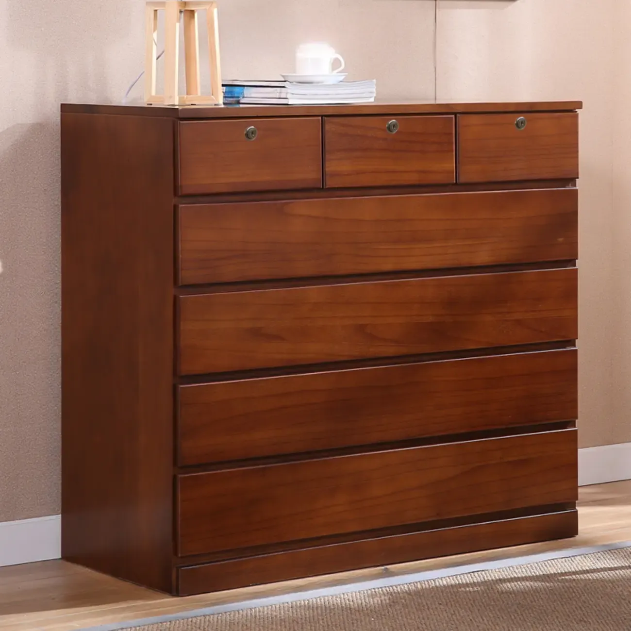 Classic Wooden Double Dressers with 7-Drawer