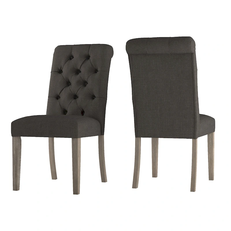 Benchwright Linen Tufted Dining Chair with Grey Finish Legs (Set of 2) by iNSPIRE Q Artisan