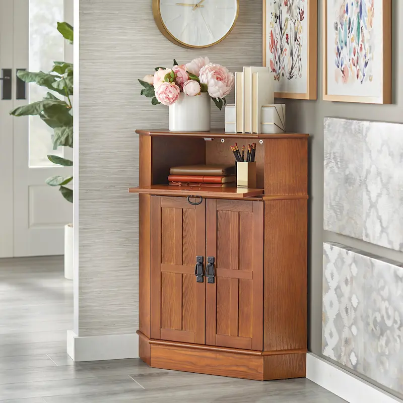 Simple Living Mission Wood Corner Cabinet - 34h x 24w x 18l
