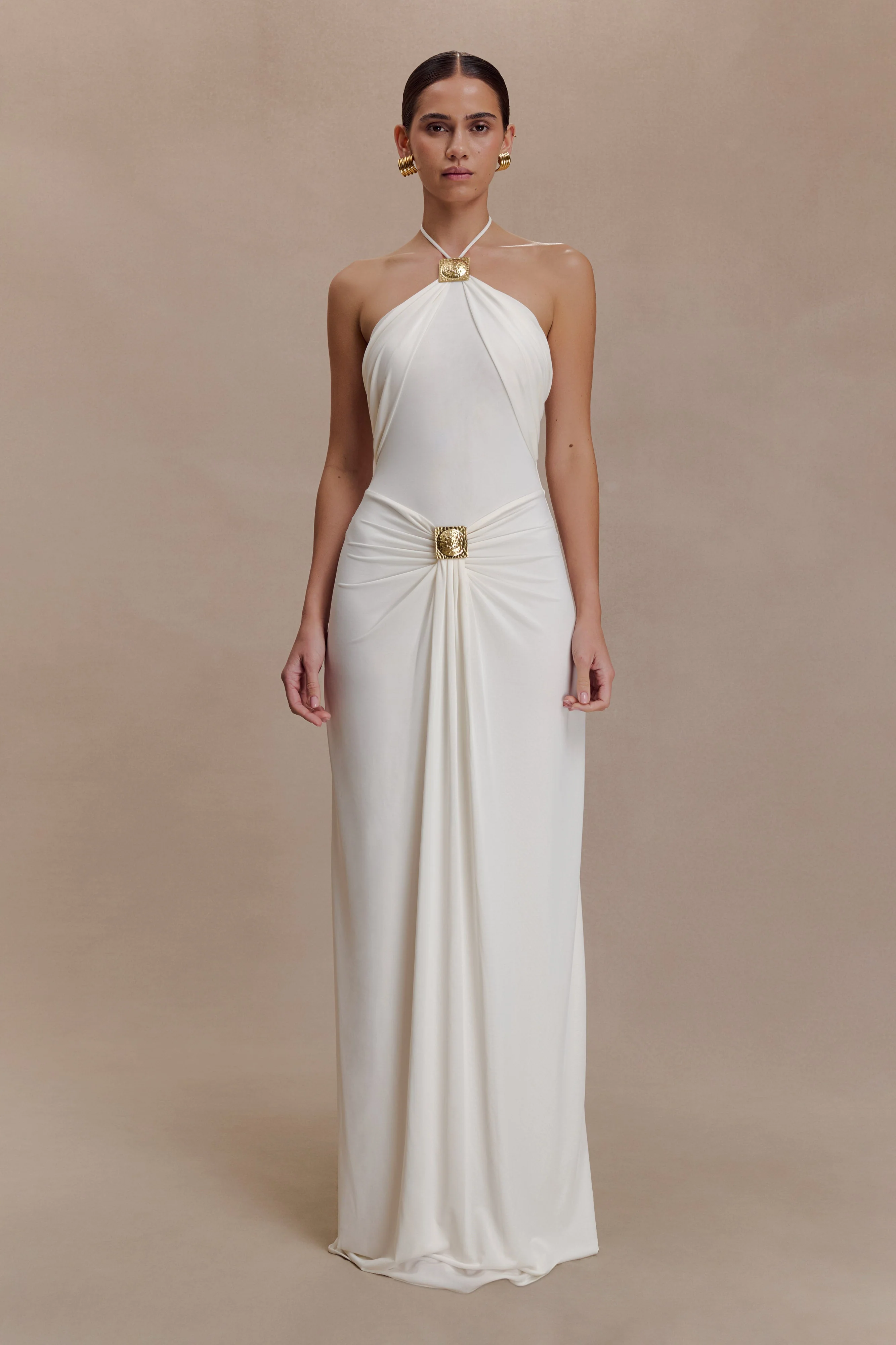 Quincy Halter Maxi Dress With Hardware - Ivory