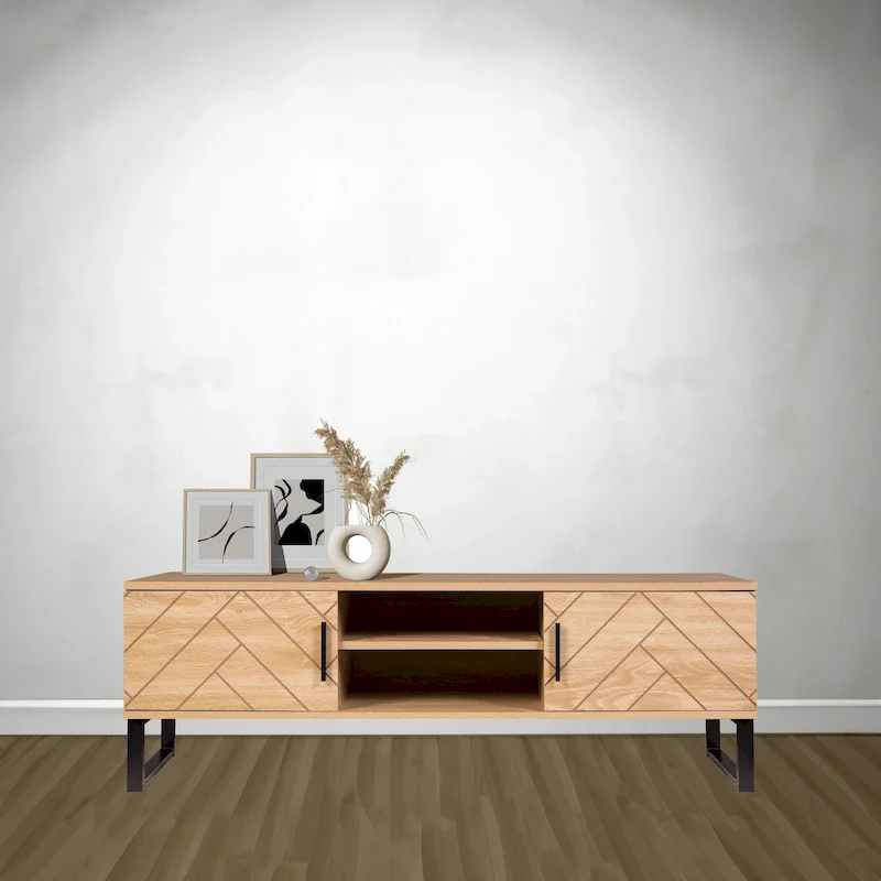 Bali Coastal Modern 2 Drawer Storage TV Stand