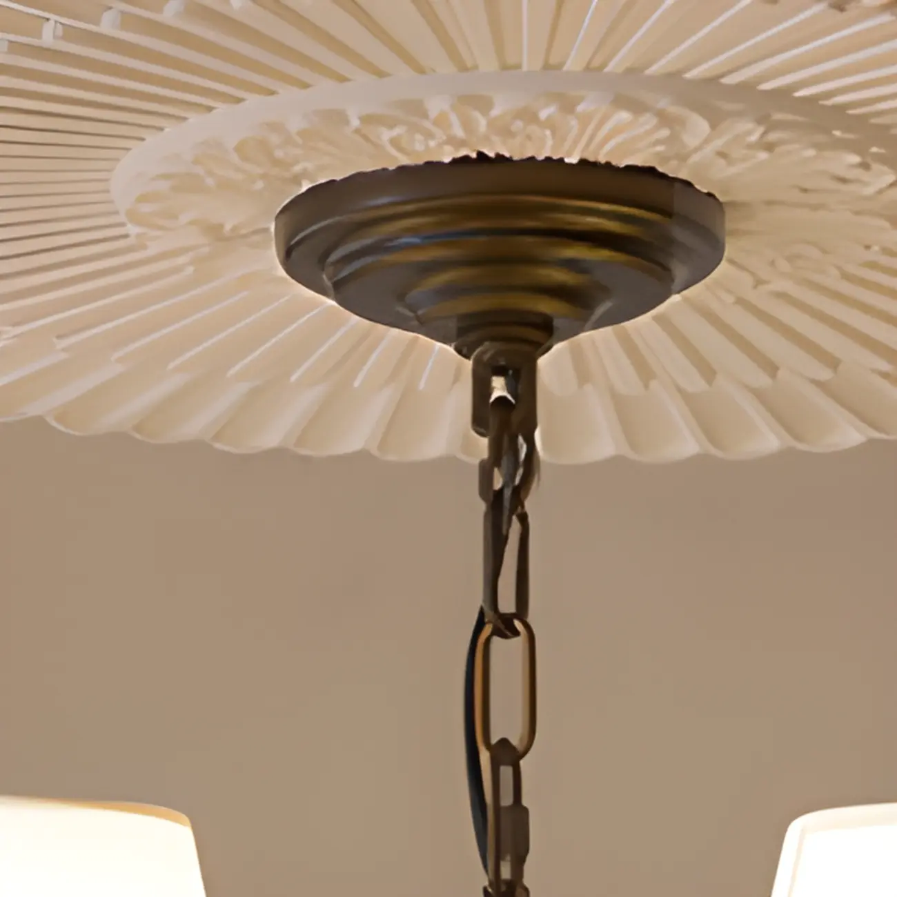 Traditional Brown Metal Fabric Barrel 8 Lights Chandelier