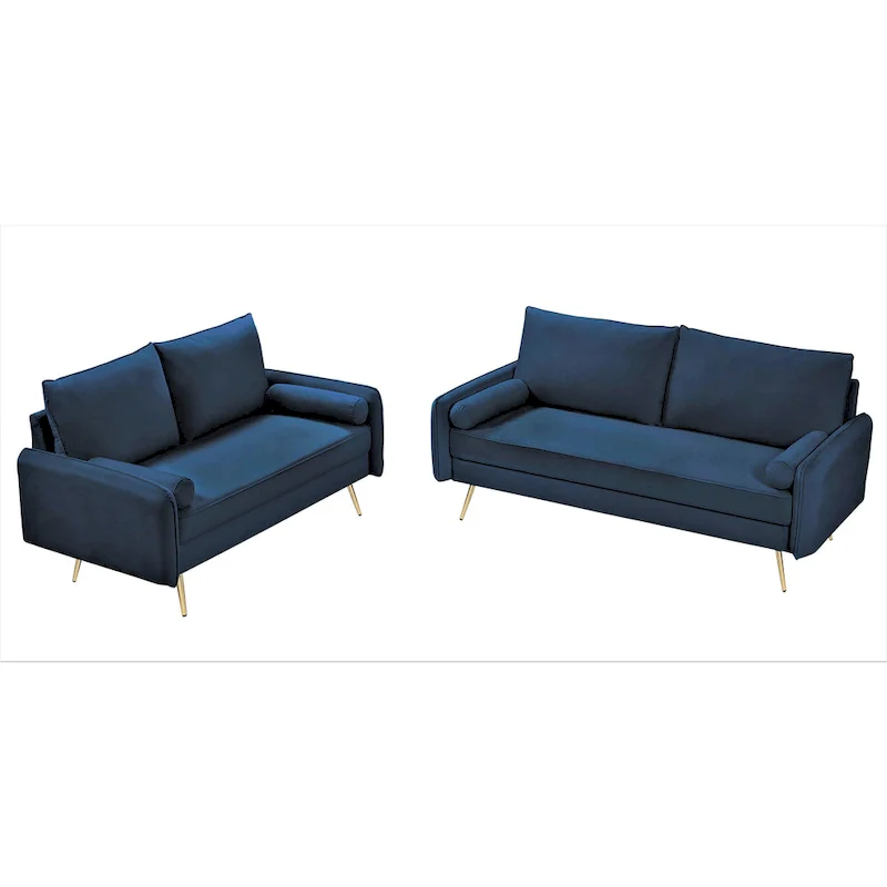 Villeda Velvet Mid-century modern 2PCS living room set
