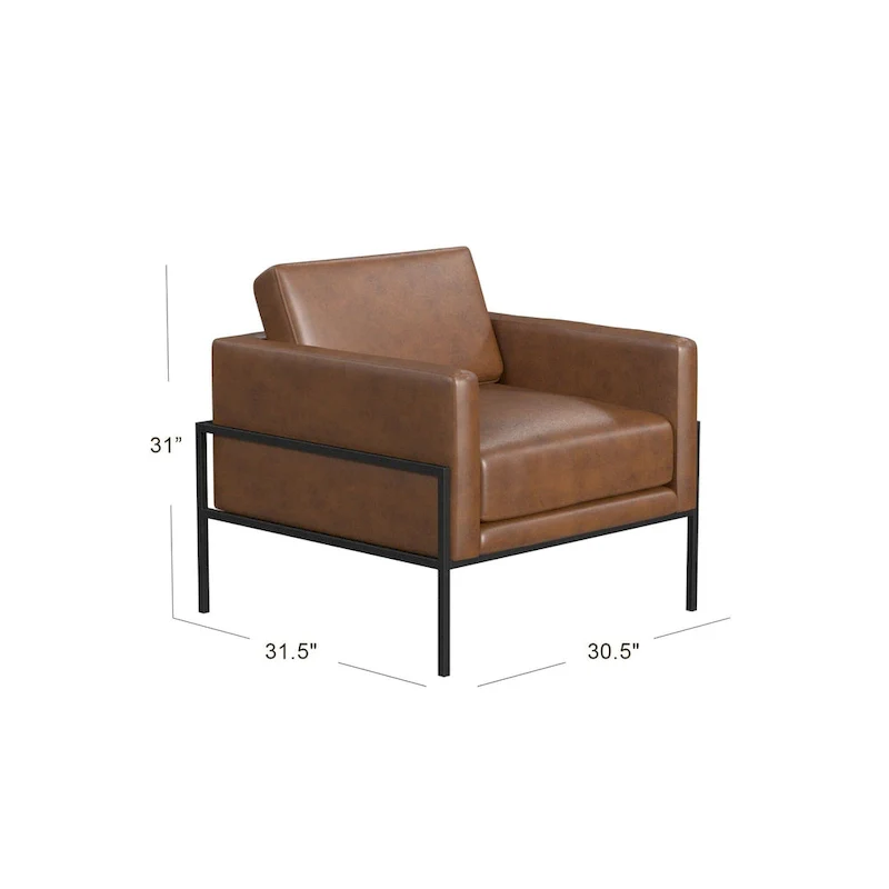 Modern Upholstered Club Chair, Camel/Grey/Blue/Brown, Metal Frame, Single
