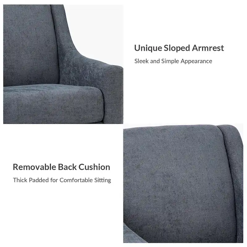 Francis Mid-Century Modern Upholstered Armchair with Sloped Arms and Solid Wood Legs