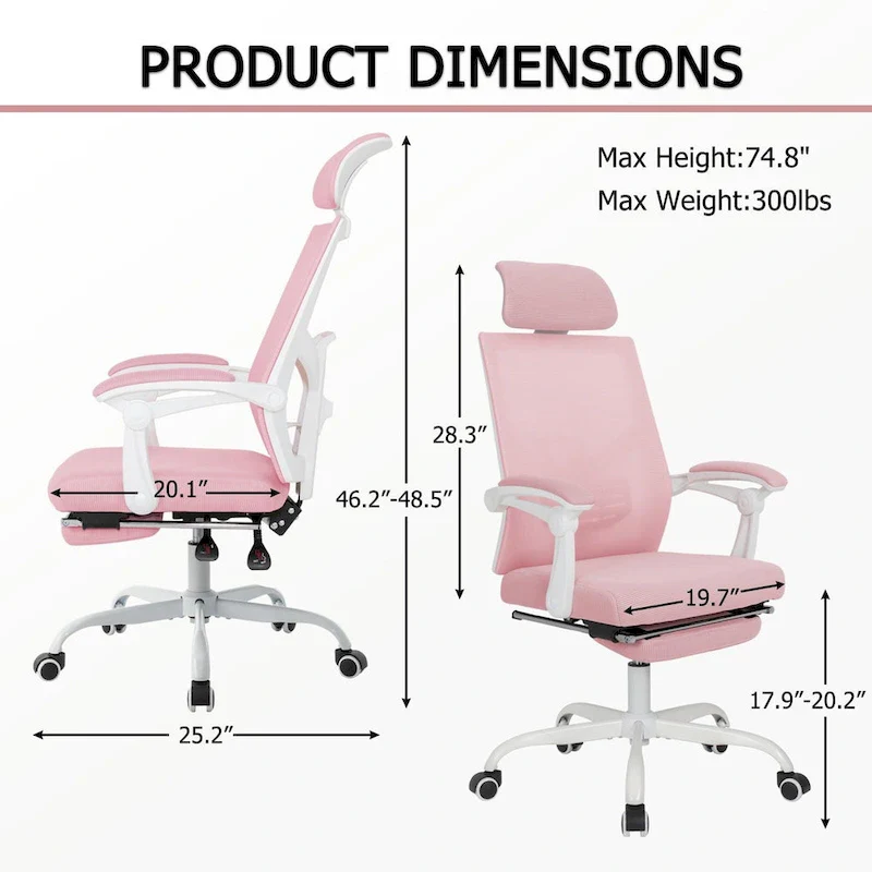 Office Chair With Foot Rest Ergonomic Swivel Mesh Task Office Chair