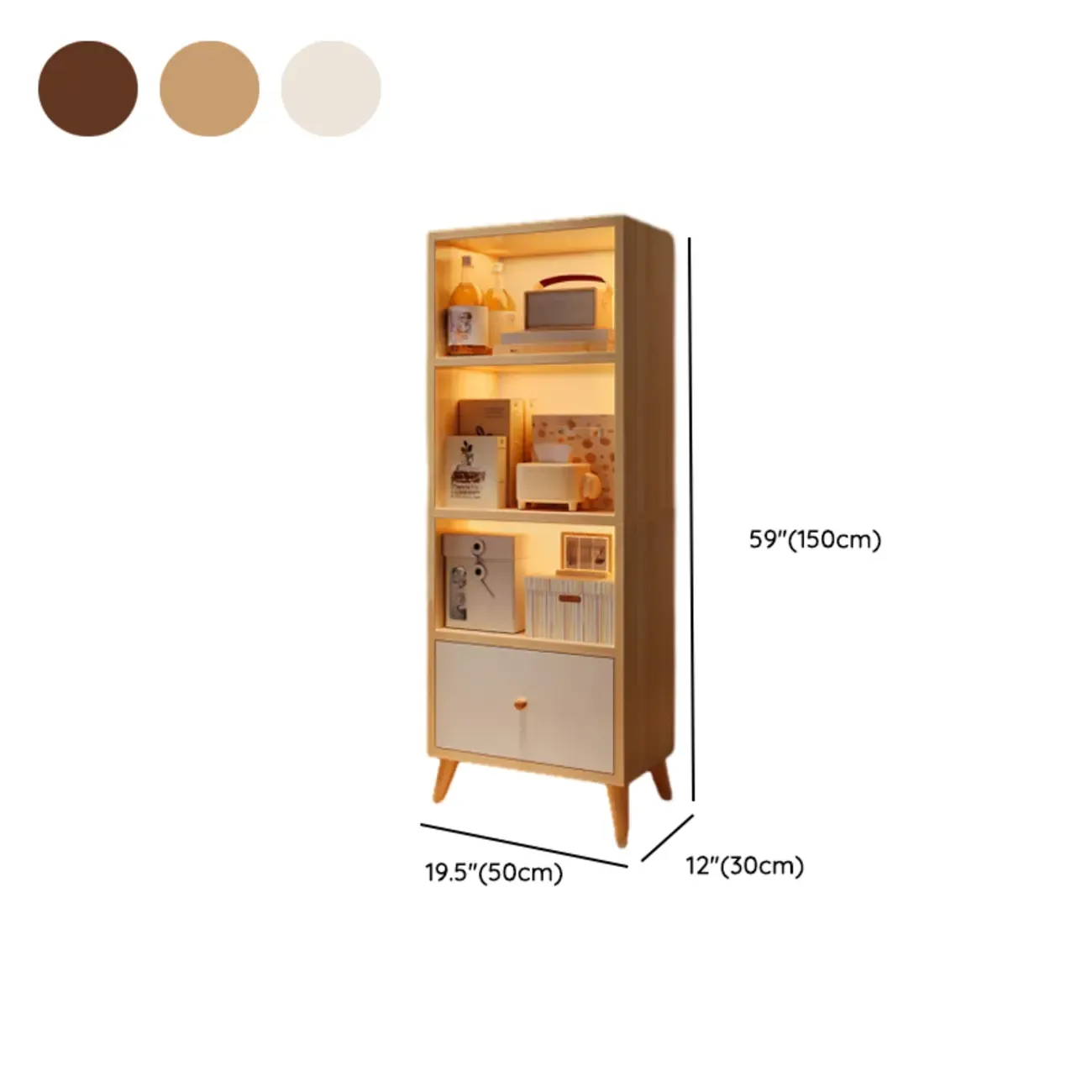 Modern Rectangular Bookshelf with Drawers