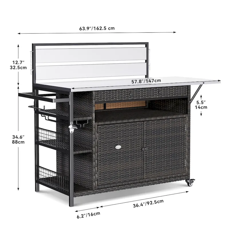 Moasis 54.3 Wicker Bar Cart