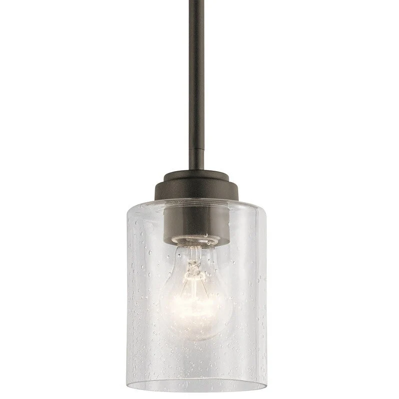 Kichler Winslow Single Light 4  Wide Mini Pendant with Seedy Glass