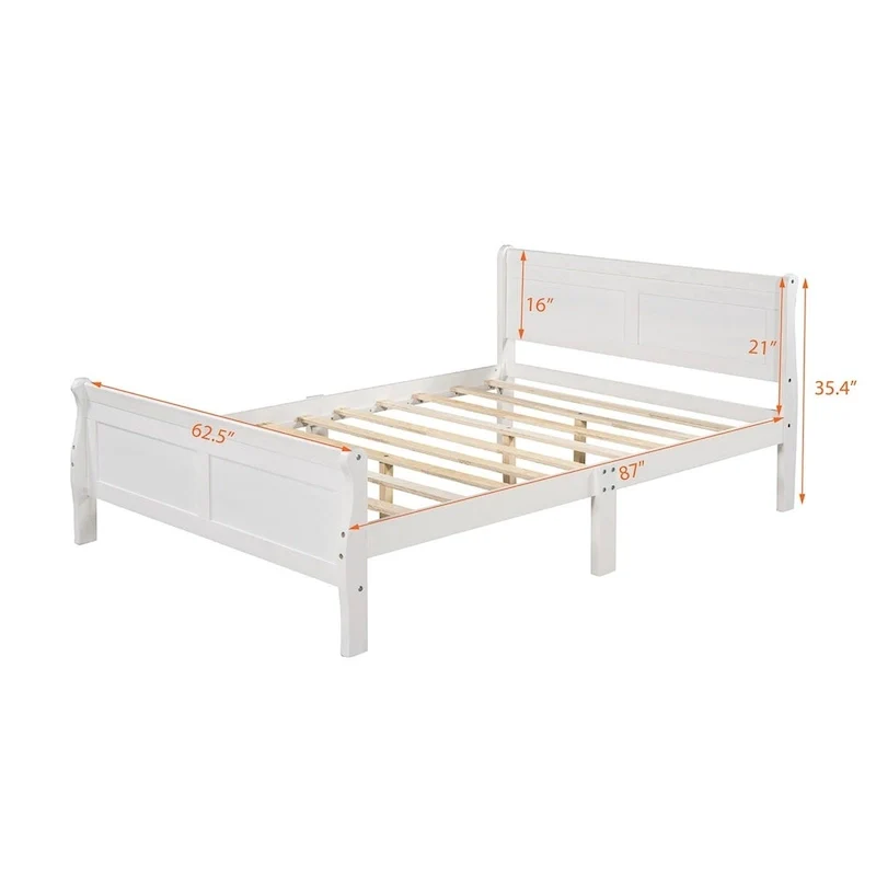 Wood Twin Sleigh Bed with Headboard and Footboard